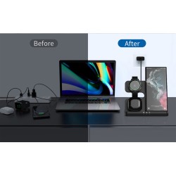 Vertical Wireless Charger Wireless Dock 3in1 Mobile Phone Headphone Charging Stand