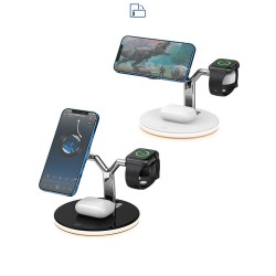 3 In 1 Magnetic Wireless Charger Stand Watch 15W Fast Charging Dock Station For Earbuds Pro