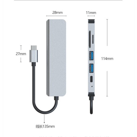 Multi Function Dock 4k Hd Usb Notebook 6 In 1