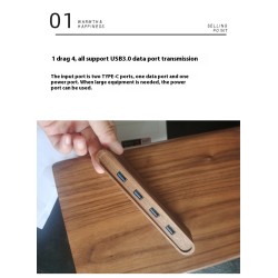 Black Walnut USB Solid Wood 1 Drag 4 Expansion Dock