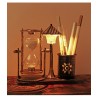 Multi-Ourpose Night Light Pen Holders Ornaments Retro Sandglass Pen Holder Case Office Home Desk Stationery Organizer Decoration