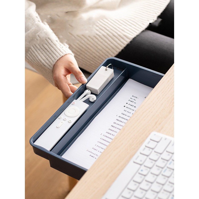 Under Desk Drawer Adhesive Storage Box For Office Pen Holder Hidden Sorting Box Kitchen Knife Fork Storage Tray Organizer