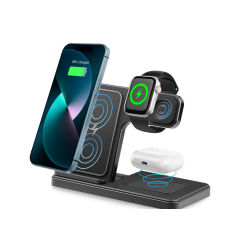 3 In 1 Magnetic Wireless Charger Stand 15W Fast Charging Dock Station Multiple Devices
