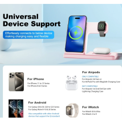 3 In 1 Magnetic Wireless Charger Stand 15W Fast Charging Dock Station Multiple Devices