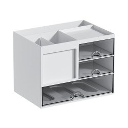 Divided Pen Holder Transparent Drawer-style Multi-functional Desk Organizer