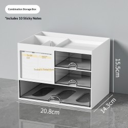 Divided Pen Holder Transparent Drawer-style Multi-functional Desk Organizer