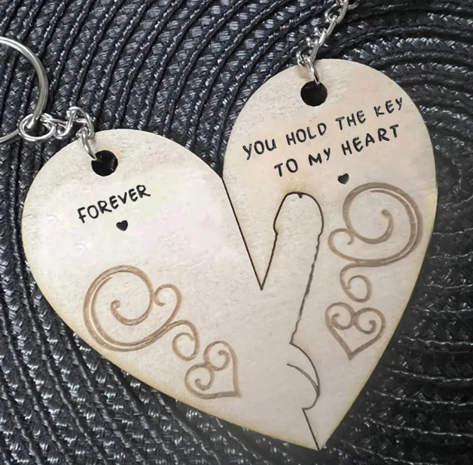 Engraved Wooden Love Couple Keychain