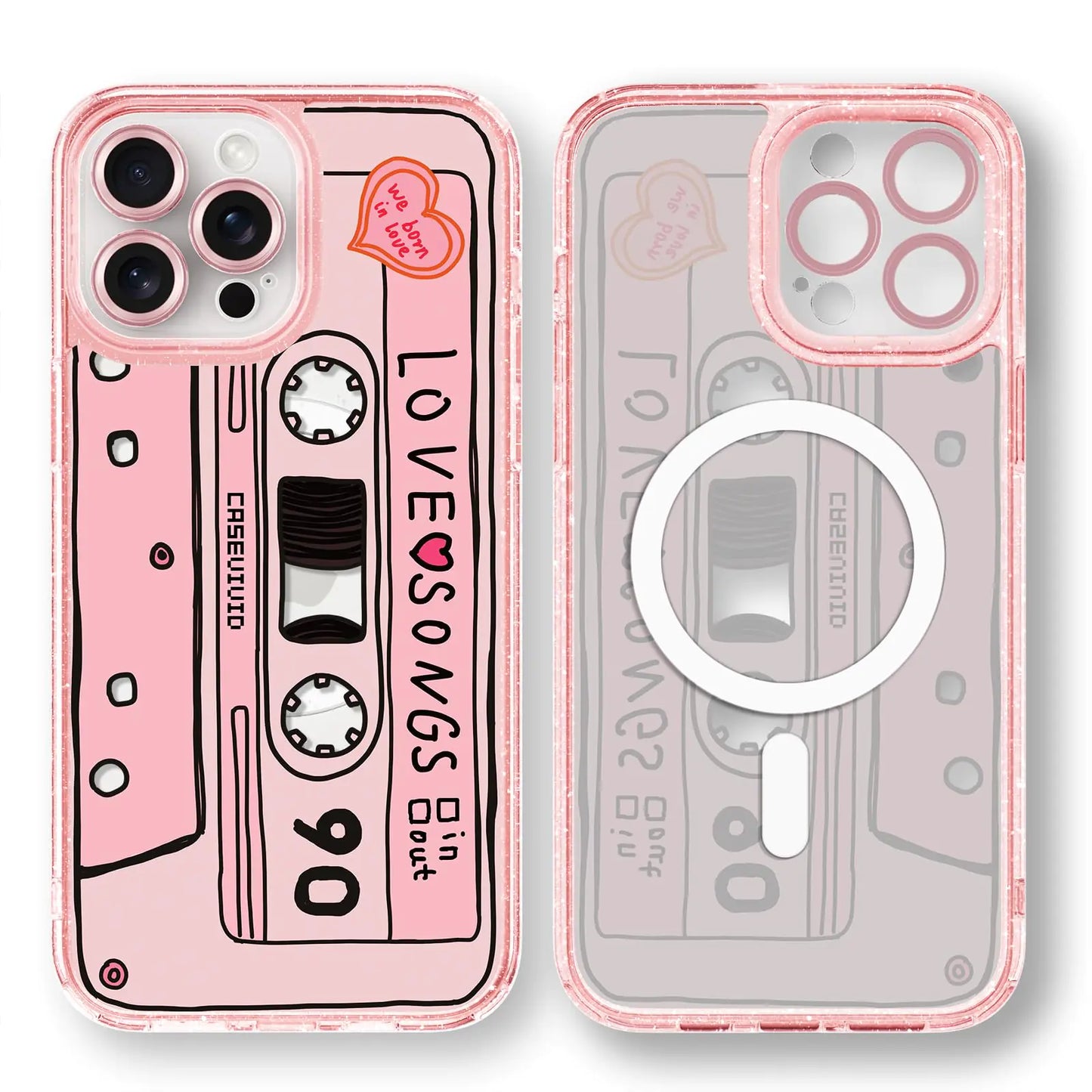 Compatible for iPhone 13 Pro Max Case Cute Aesthetic - Glitter Pink Phone Case with Camera Protector - Girly Strawberry Pattern Print Cover Design for Woman Girl 6.7"
