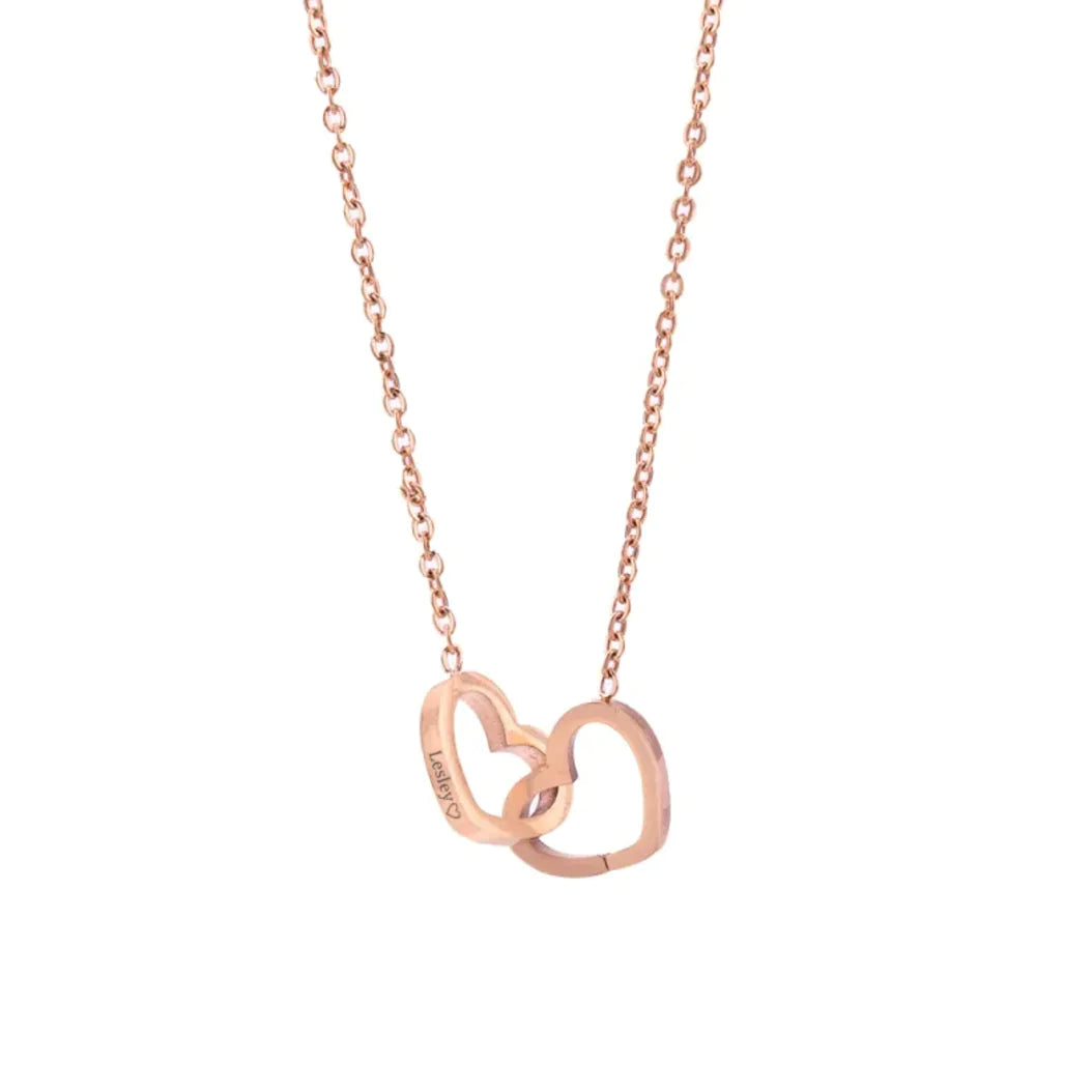Personalized Double Heart Name Necklace