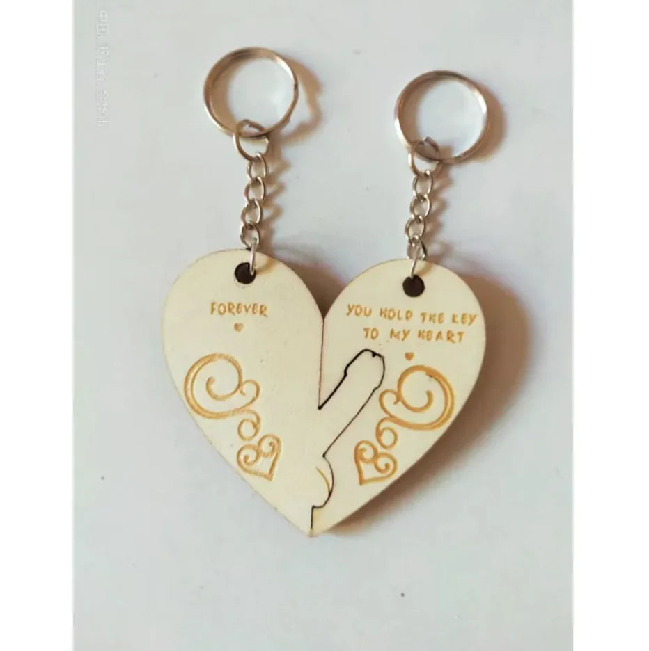 Engraved Wooden Love Couple Keychain