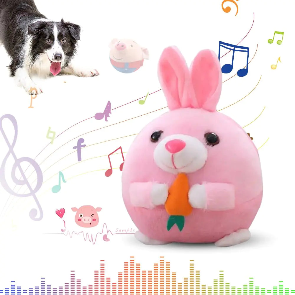 YAWOTA Active Moving Pet Plush Toy 2024 Upgrade Interactive Electronic Dog Toy Squeaky Mobile Dog Ball Toy Interactive Dog Ball Mobile Dog Toy with Recording and Music Mode Dog Pet Toy (Rabbit)
