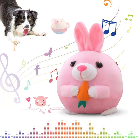 YAWOTA Active Moving Pet Plush Toy 2024 Upgrade Interactive Electronic Dog Toy Squeaky Mobile Dog Ball Toy Interactive Dog Ball Mobile Dog Toy with Recording and Music Mode Dog Pet Toy (Rabbit)